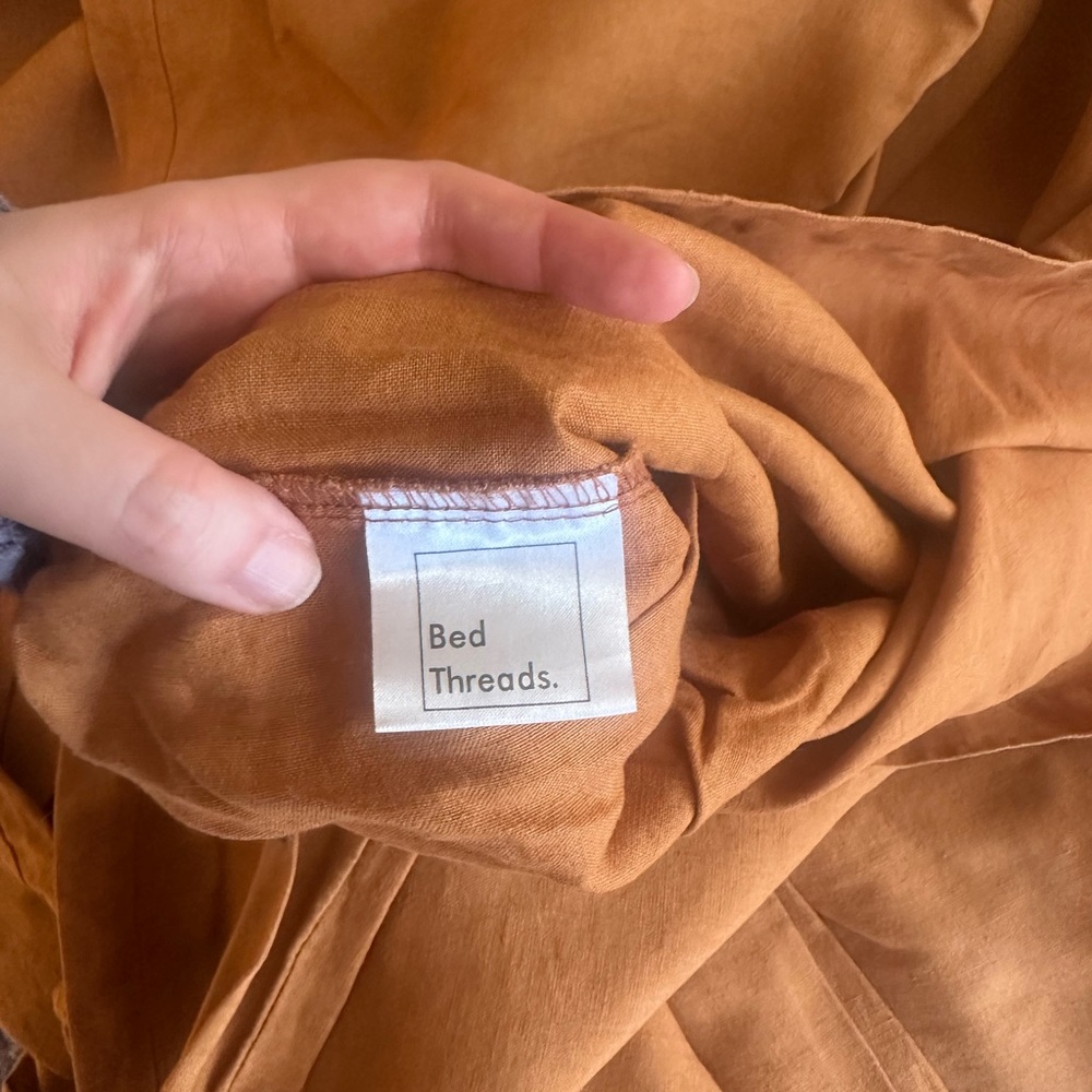 EUC 100% Linen Bed Threads Rust Duvet Cover - Picture 5 of 7